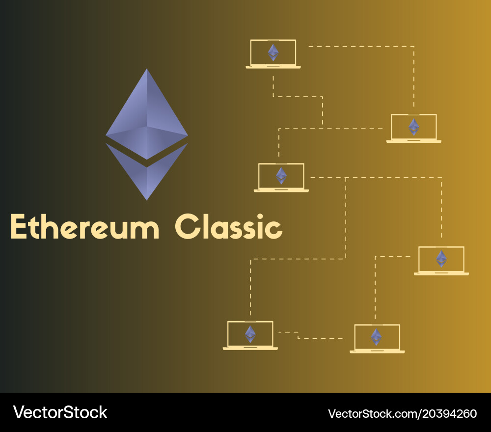 Ethereum klassische Blockchain Netzwerk Hintergrund vektorbild