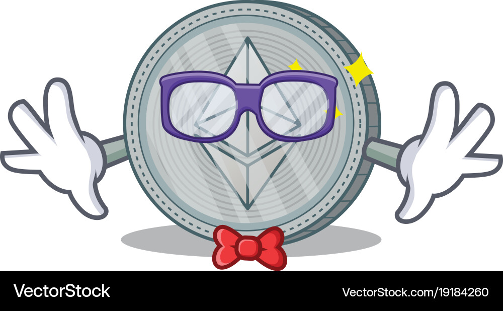 Geek ethereum coin character cartoon vector image