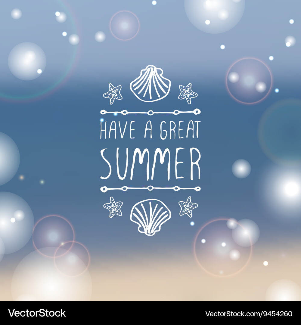 Hand-sketched typographic element with shell Vector Image