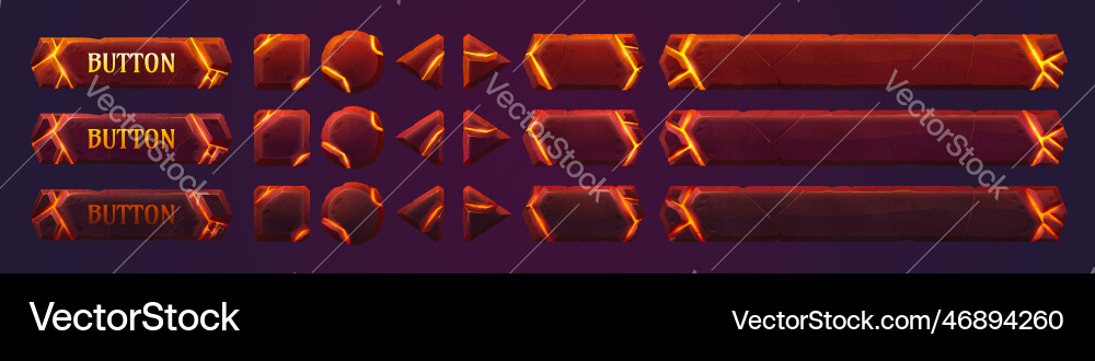 Lava Game UI Button Set vector image