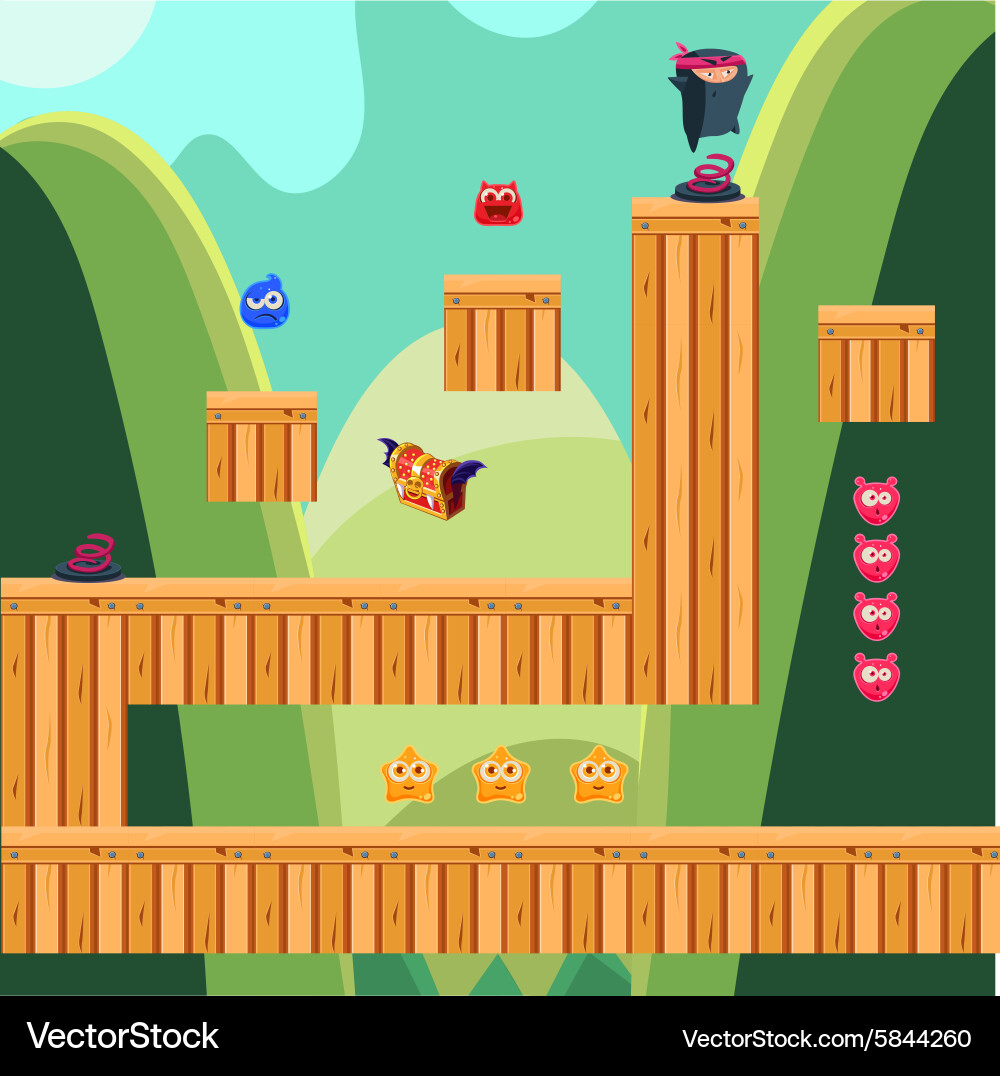 Mobile app game landscape computer games design Vector Image