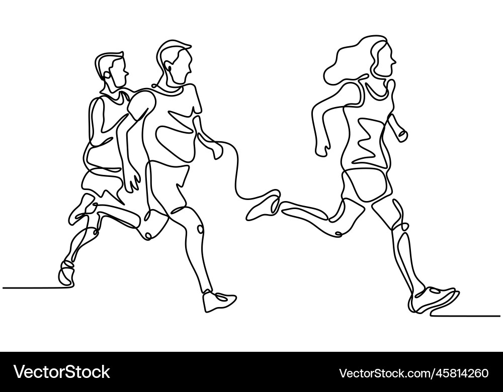 People running one continuous line drawing design People running one continuous line drawing design vector image