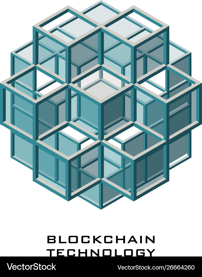 Poster with block chain shapes Poster with block chain shapes vector image
