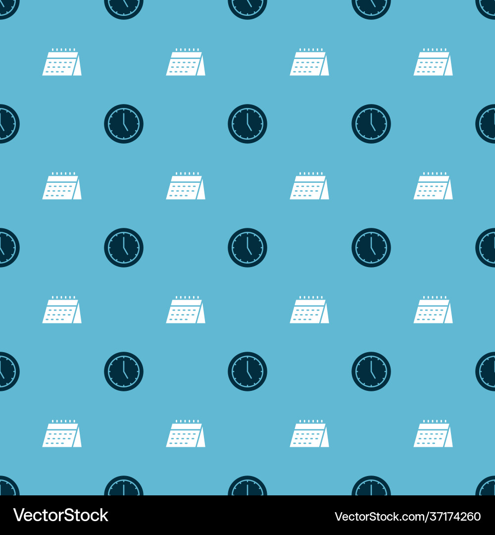 Set clock and calendar on seamless pattern Vector Image