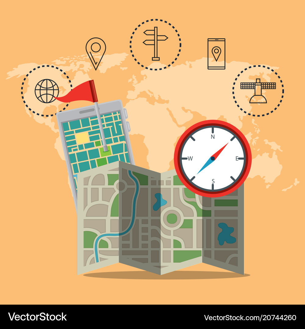 Smartphone with gps navigation app Smartphone with gps navigation app vector image