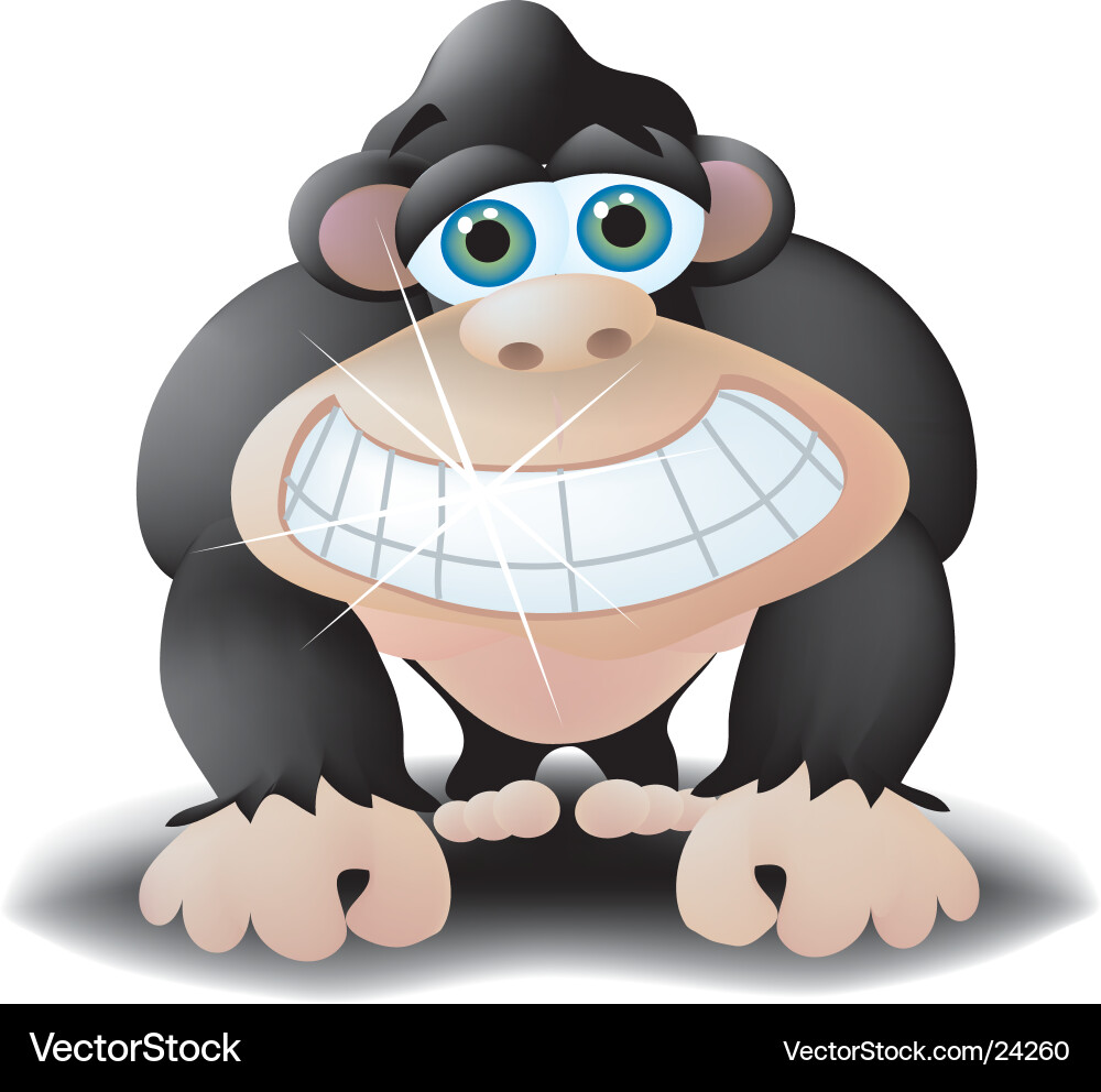 Smiling Gorilla with Gleaming Teeth Vector Image