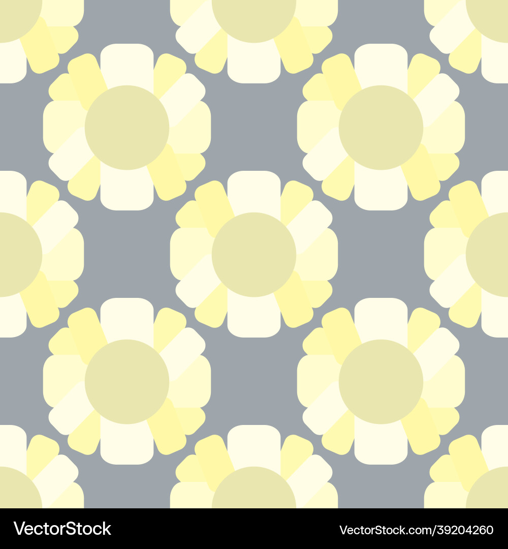 Sunflower repeat pattern in lemon on grey Vector Image