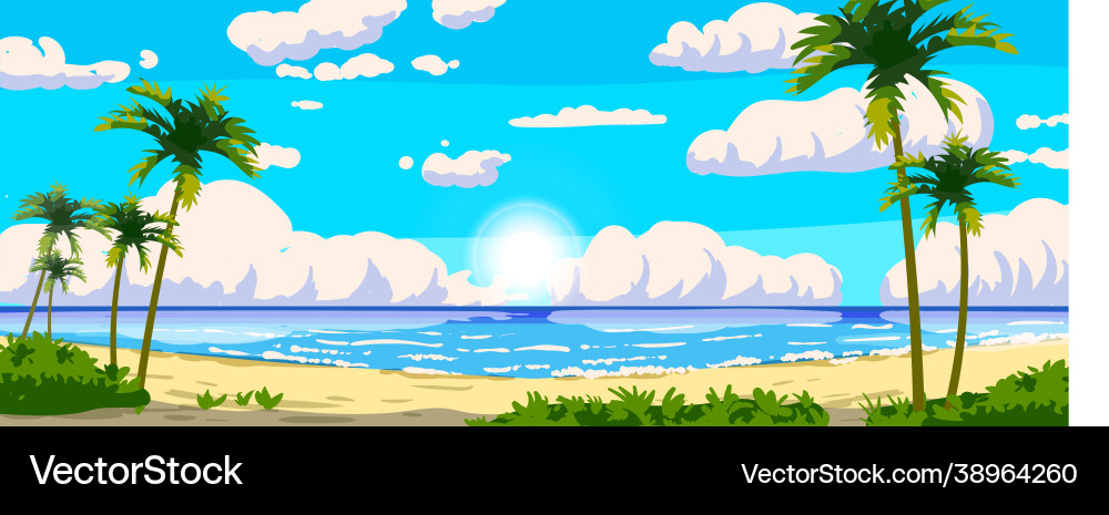 Tropical resort landscape panorama sea shore Tropical resort landscape panorama sea shore vector image