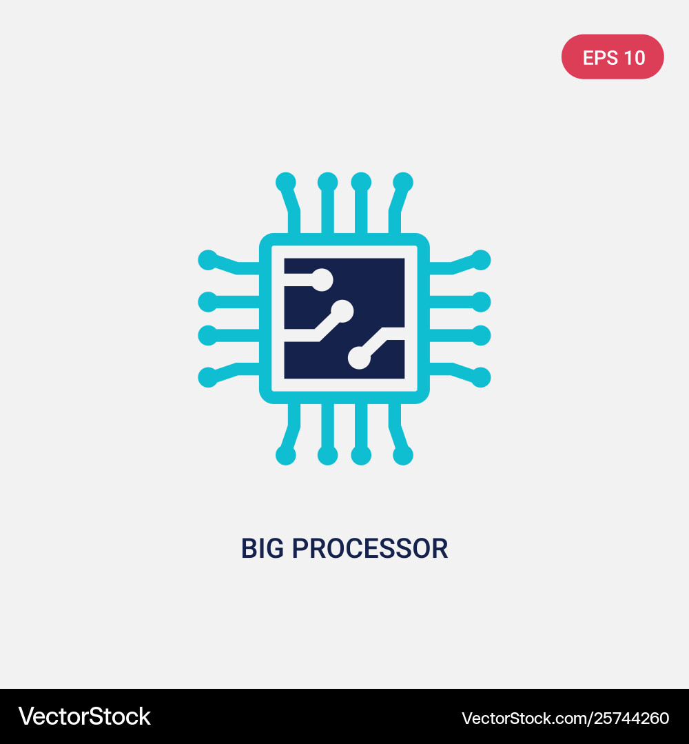Two color big processor icon from hardware Two color big processor icon from hardware vector image