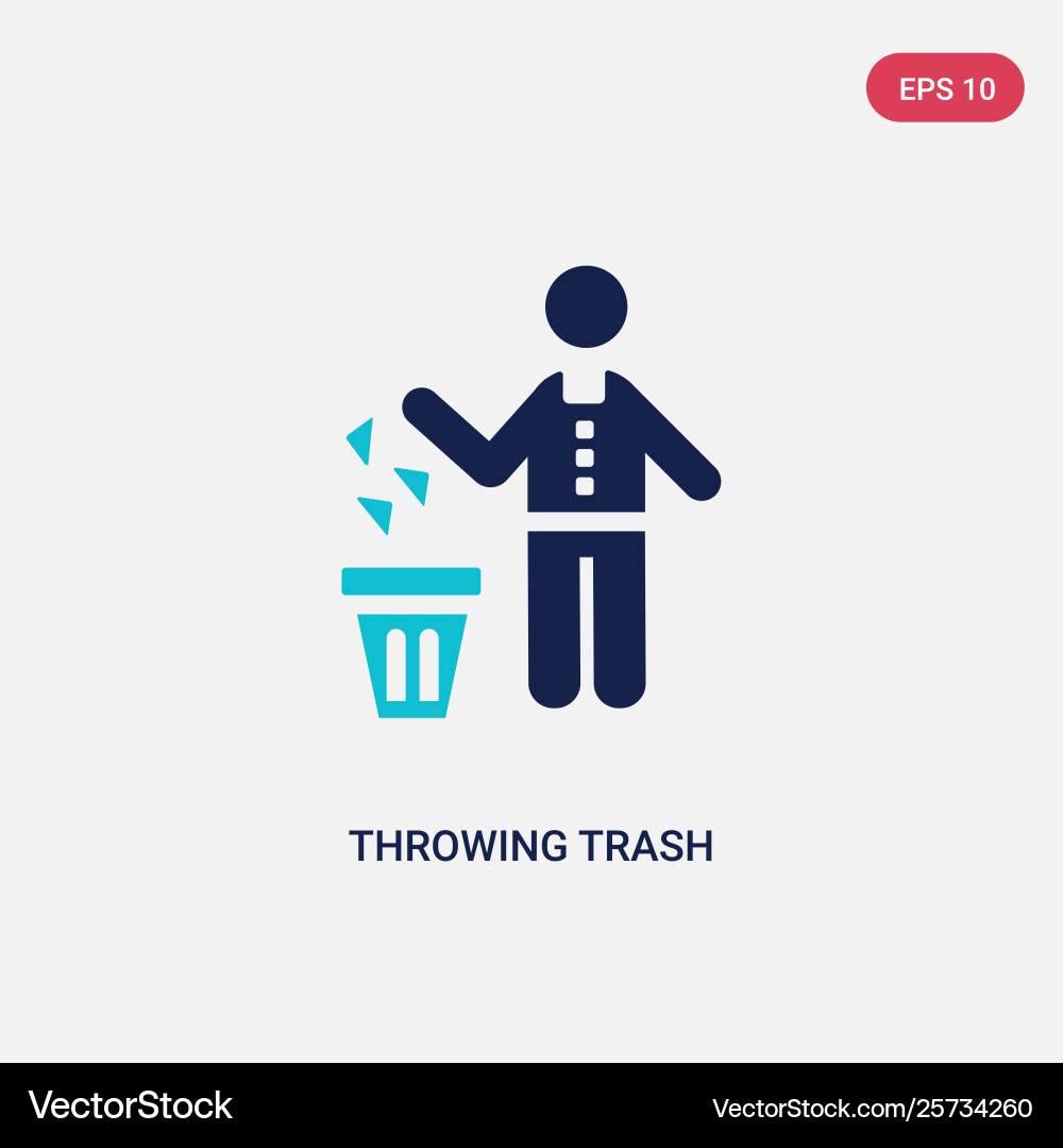 Two color throwing trash icon from behavior Two color throwing trash icon from behavior vector image