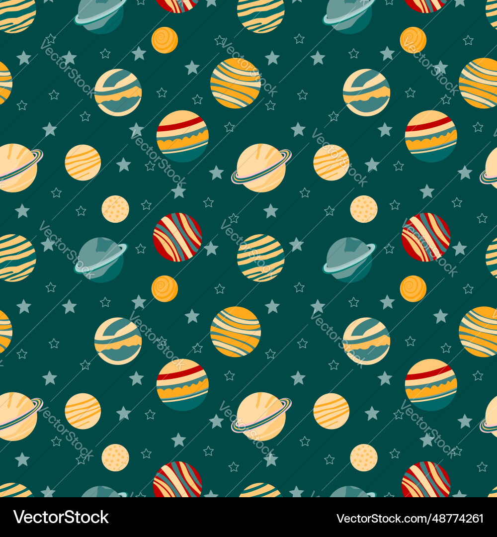 A set of space seamless pattern A set of space seamless pattern vector image