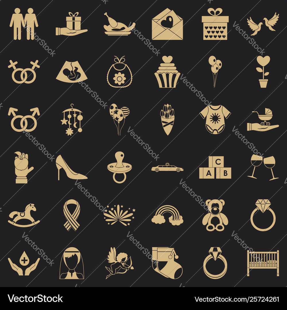 Admire icons set simple style Vector Image