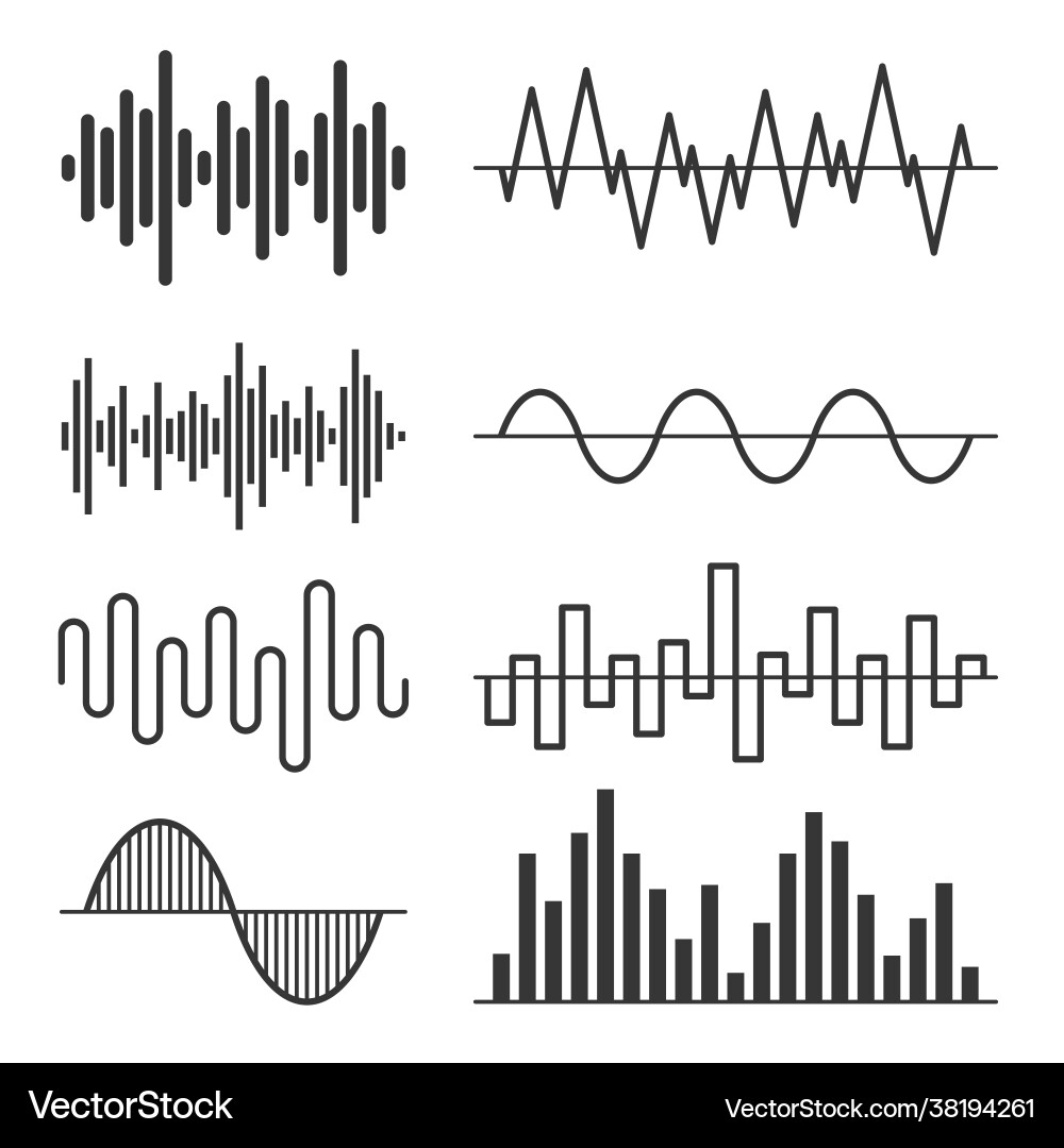 Audio Waveforms - Equalizer Set Vector Image