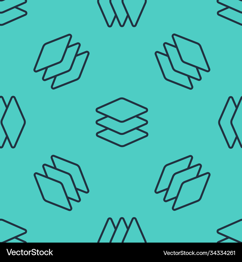 Black line layers icon isolated seamless pattern Vector Image