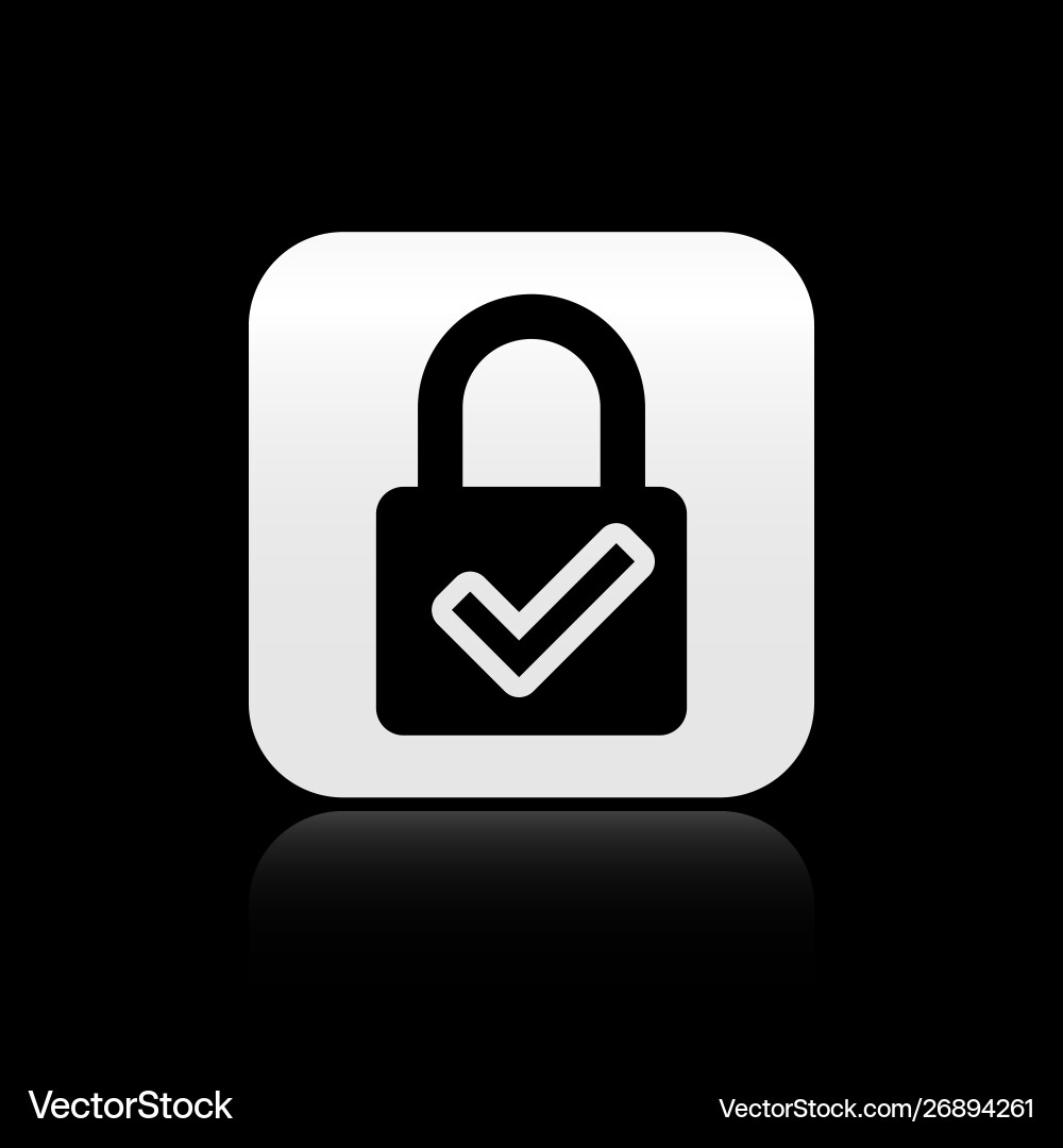 Black open padlock and check mark icon isolated Black open padlock and check mark icon isolated vector image