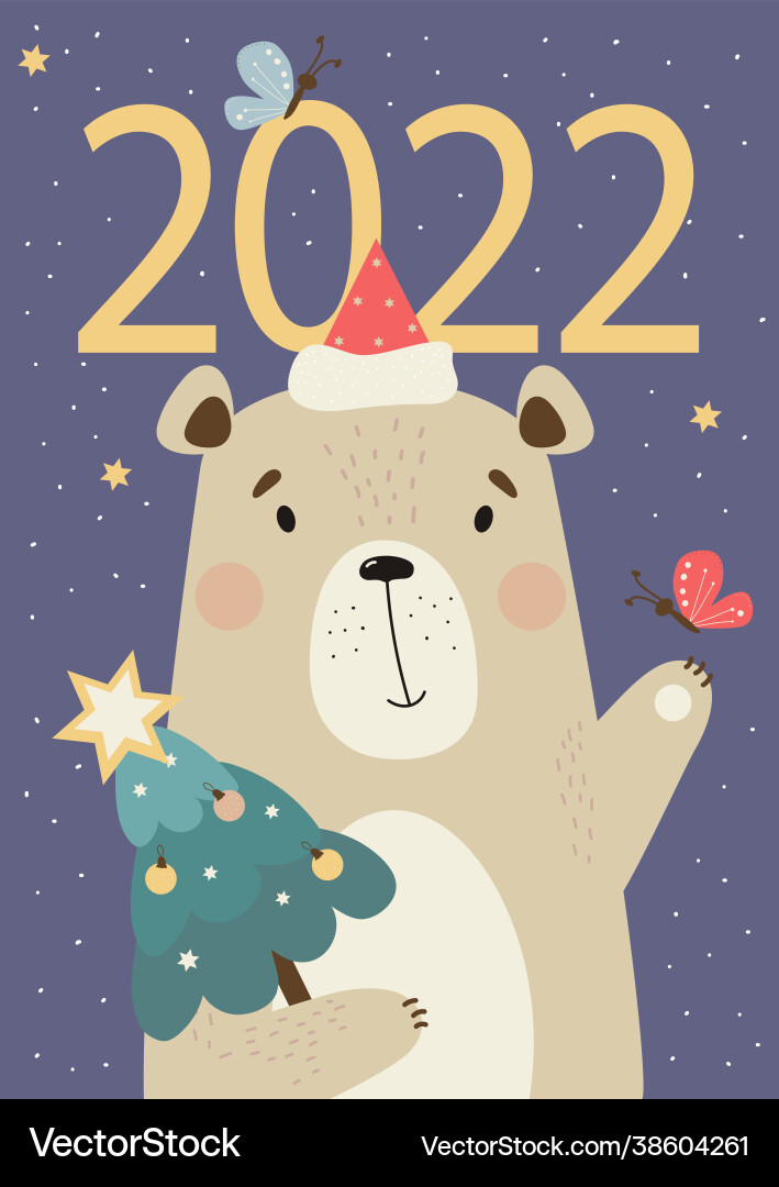 Bärenkalender Abdeckung 2022 süß in einem Santa Hut Bärenkalender Abdeckung 2022 süß in einem Santa Hut vektorbild