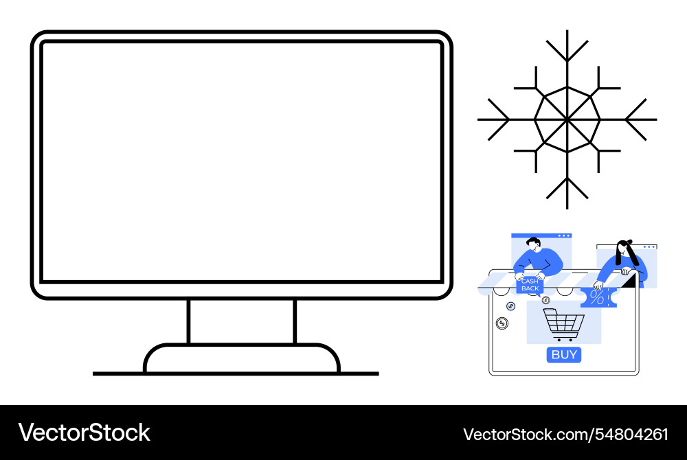 Ecommerce website on computer screen with winter Ecommerce website on computer screen with winter vector image