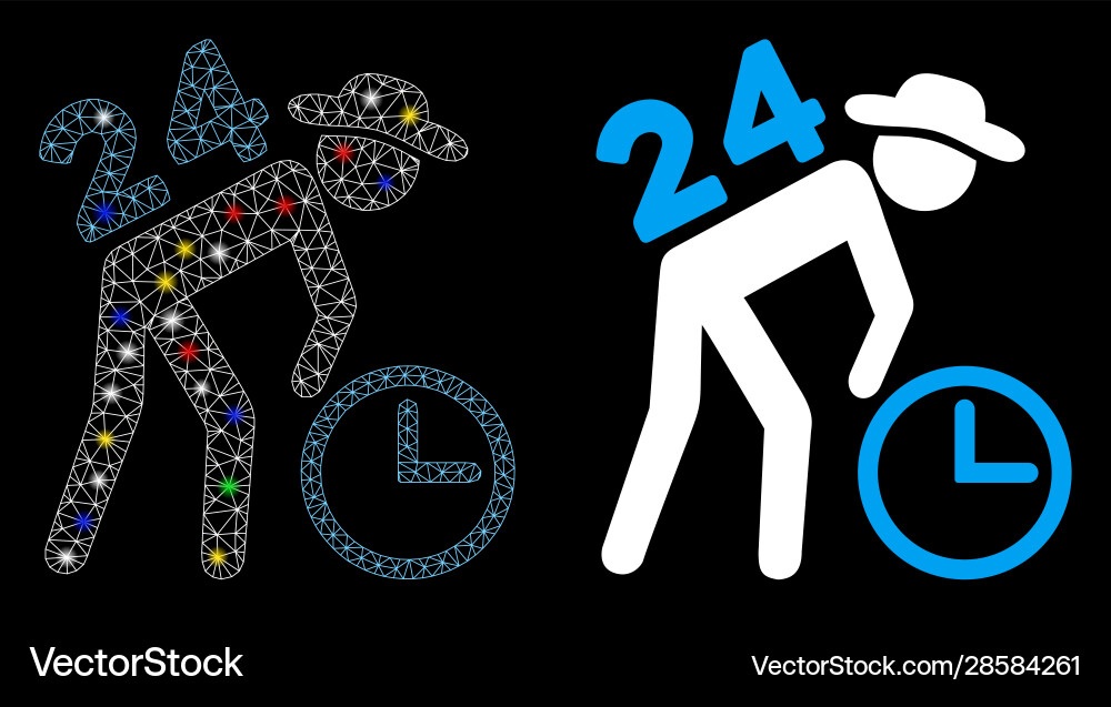 Flare mesh 2d around clock working gentleman Flare mesh 2d around clock working gentleman vector image
