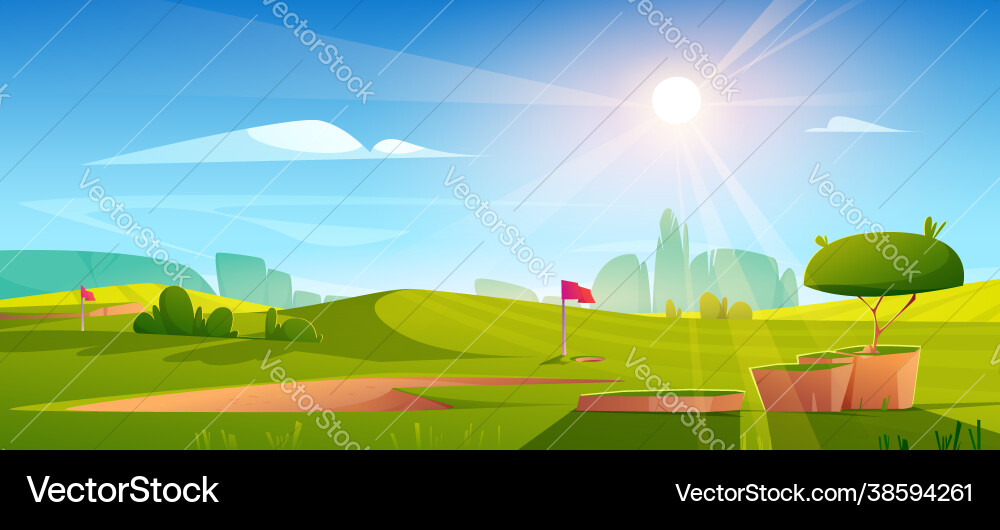 Green Golf Course Landscape Royalty Free Vector Image