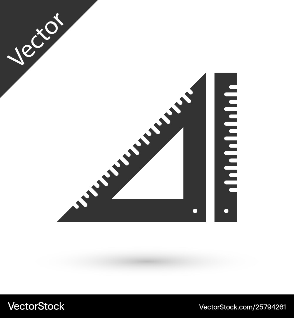 Grey triangular ruler icon isolated on white Grey triangular ruler icon isolated on white Vector Image
