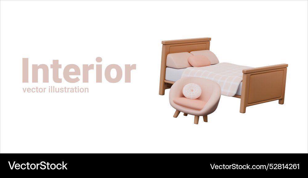 Group of 3d objects for interior web design Vector Image