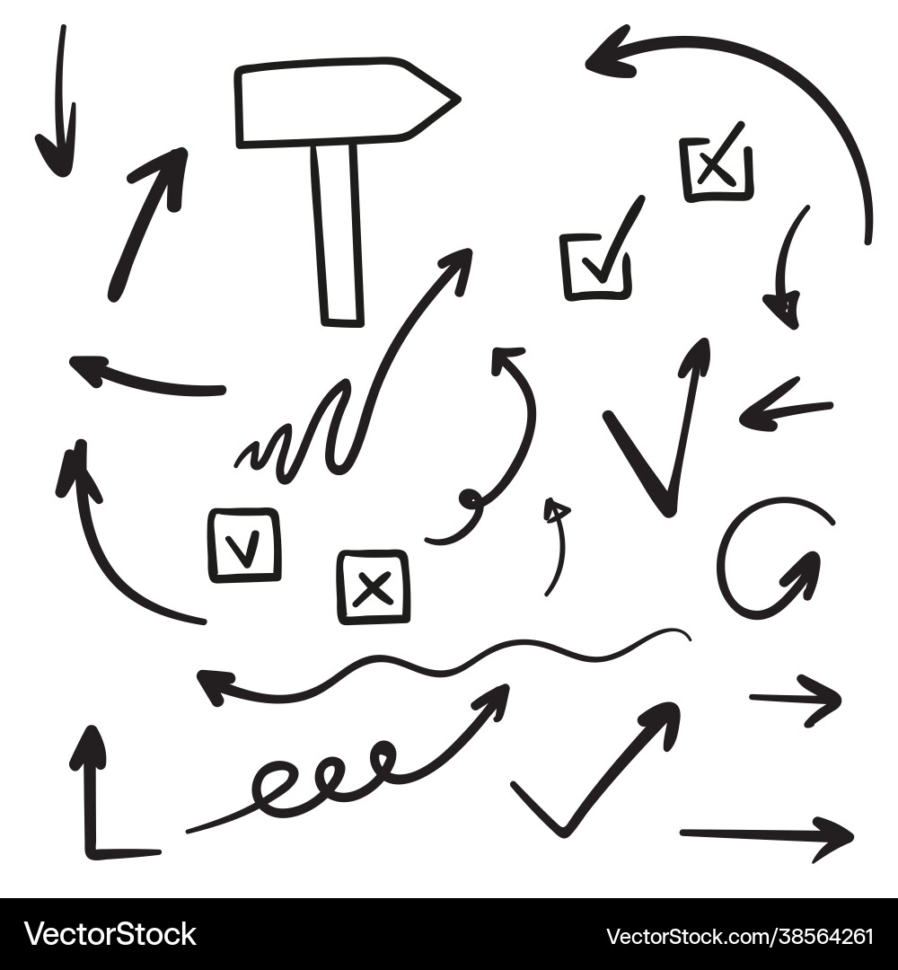 Hand Drawn Arrows & Pointers Vector Image