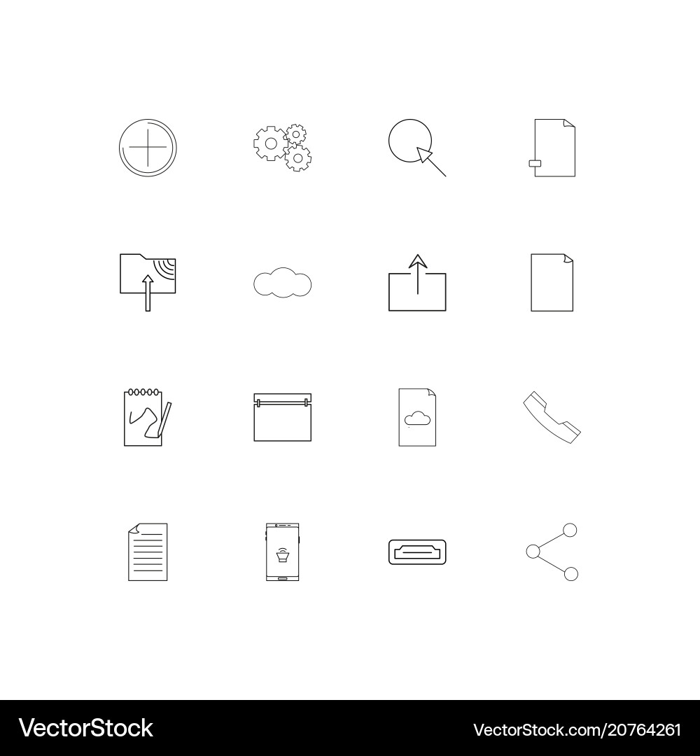Internet technologies linear thin icons set vector image