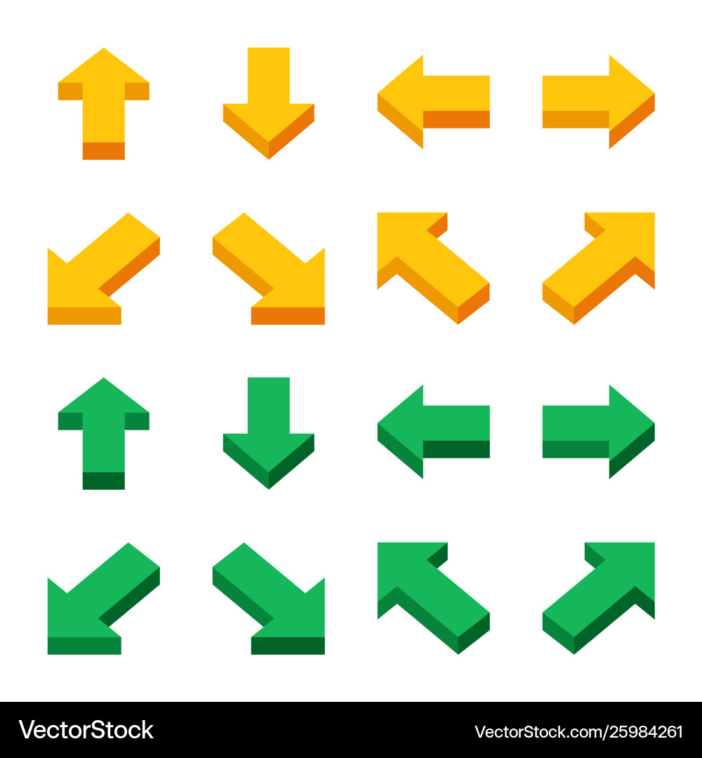 Isometric arrow icon set Royalty Free Vector Image