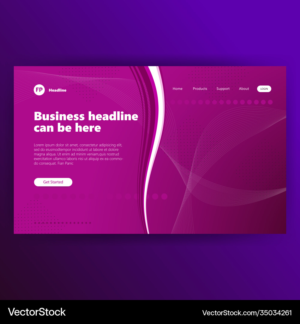 Landing page template with gradient modern webpage Vector Image