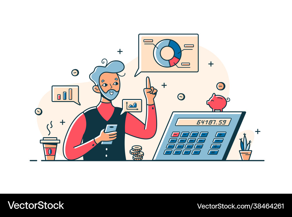 Man Analyzing Financial Data vector image