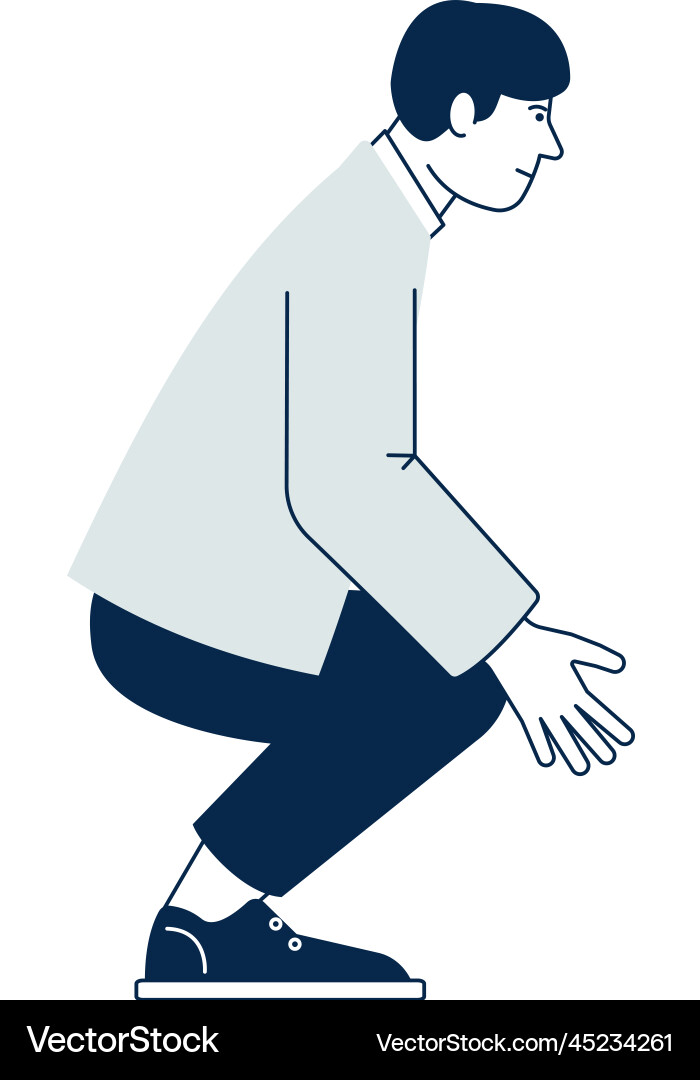 Man crouch down to catch something squating vector image