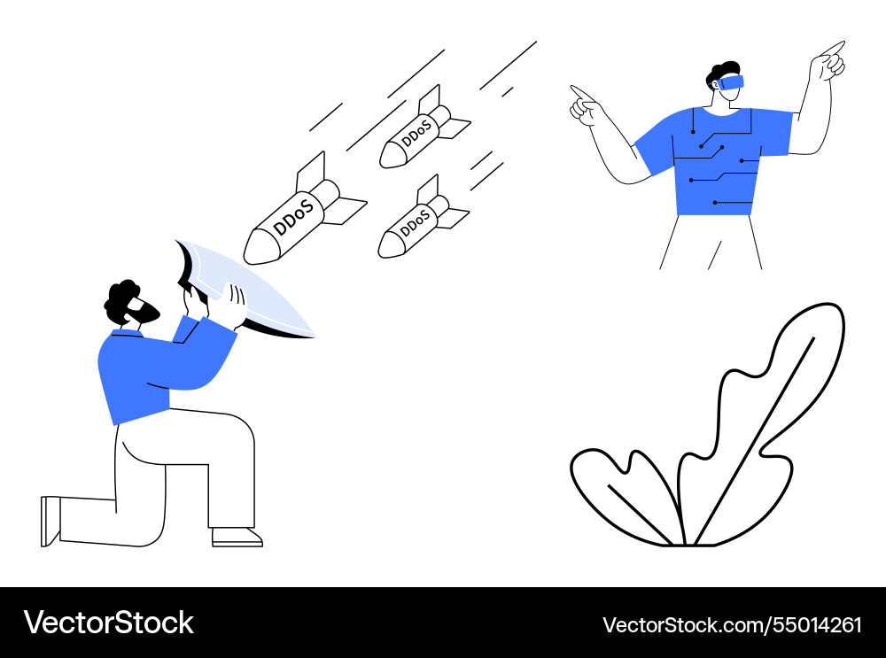 Man defending against ddos attacks with shield Vector Image