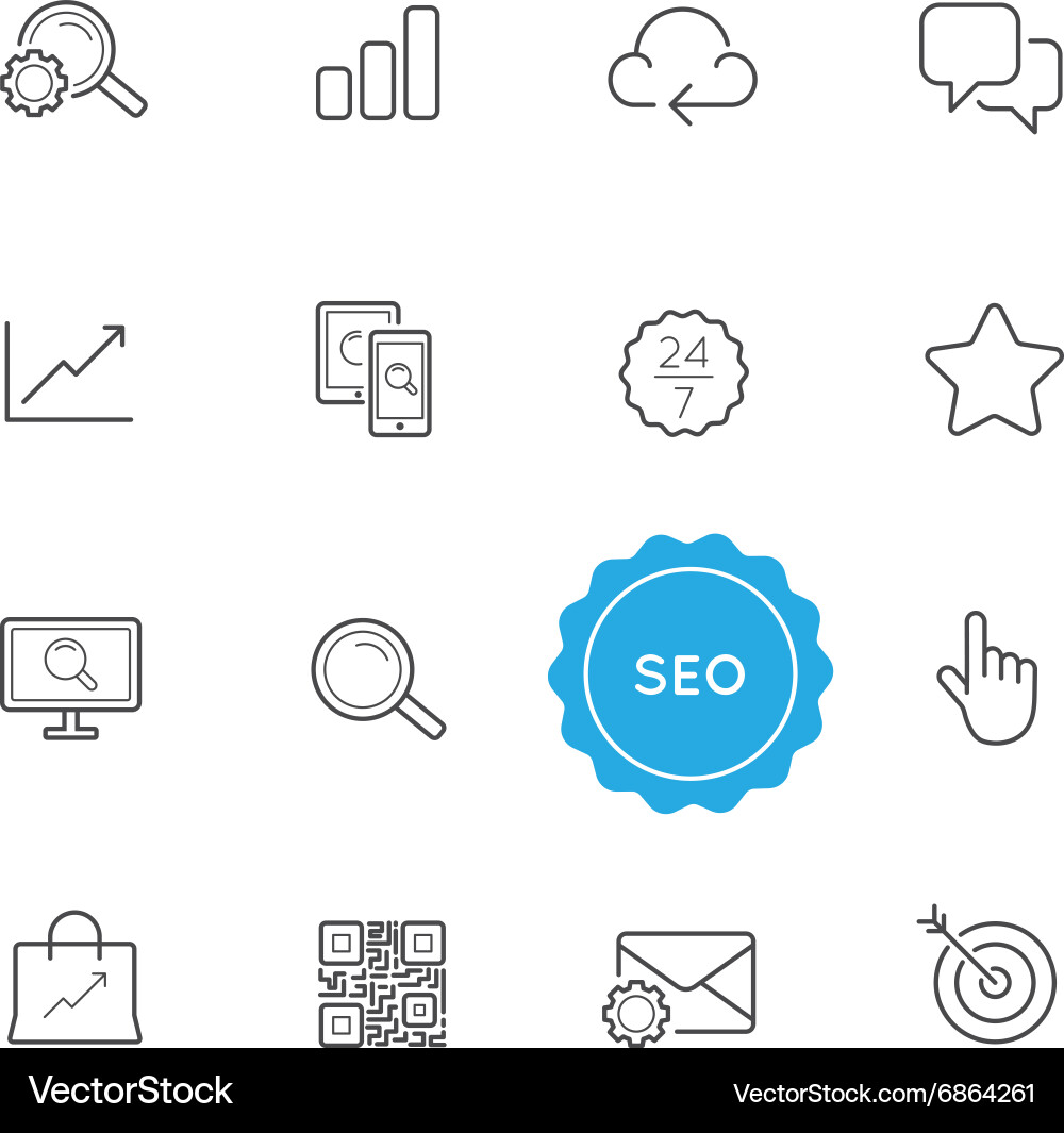 Set of seo search engine optimization elements can Vector Image