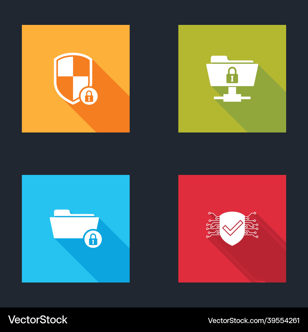 Set shield security with lock ftp folder Set shield security with lock ftp folder vector image