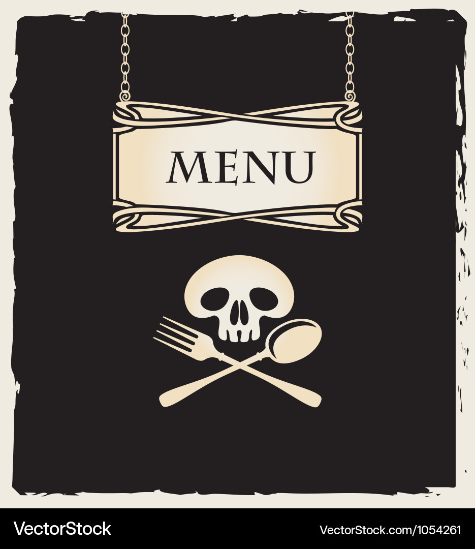 Skull with a spoon and fork Vector Image