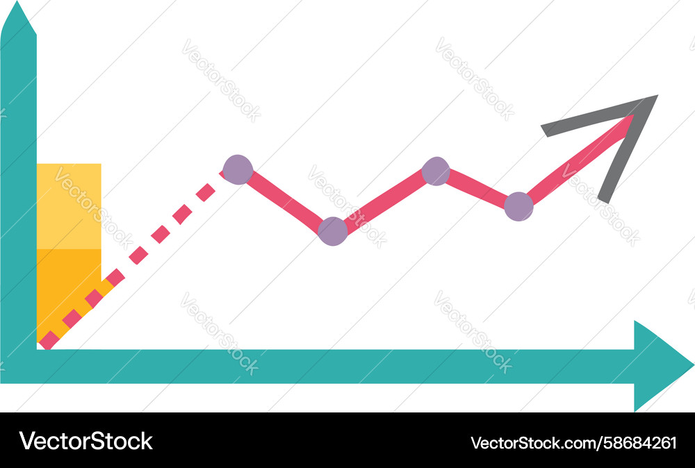 Upward Line Graph with Progress Indicator Vector Image