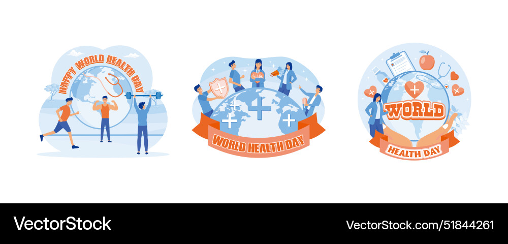 Weltgesundheitstag eine Gruppe von verschiedenen Menschen rund um Weltgesundheitstag eine Gruppe von verschiedenen Menschen rund um vektorbild