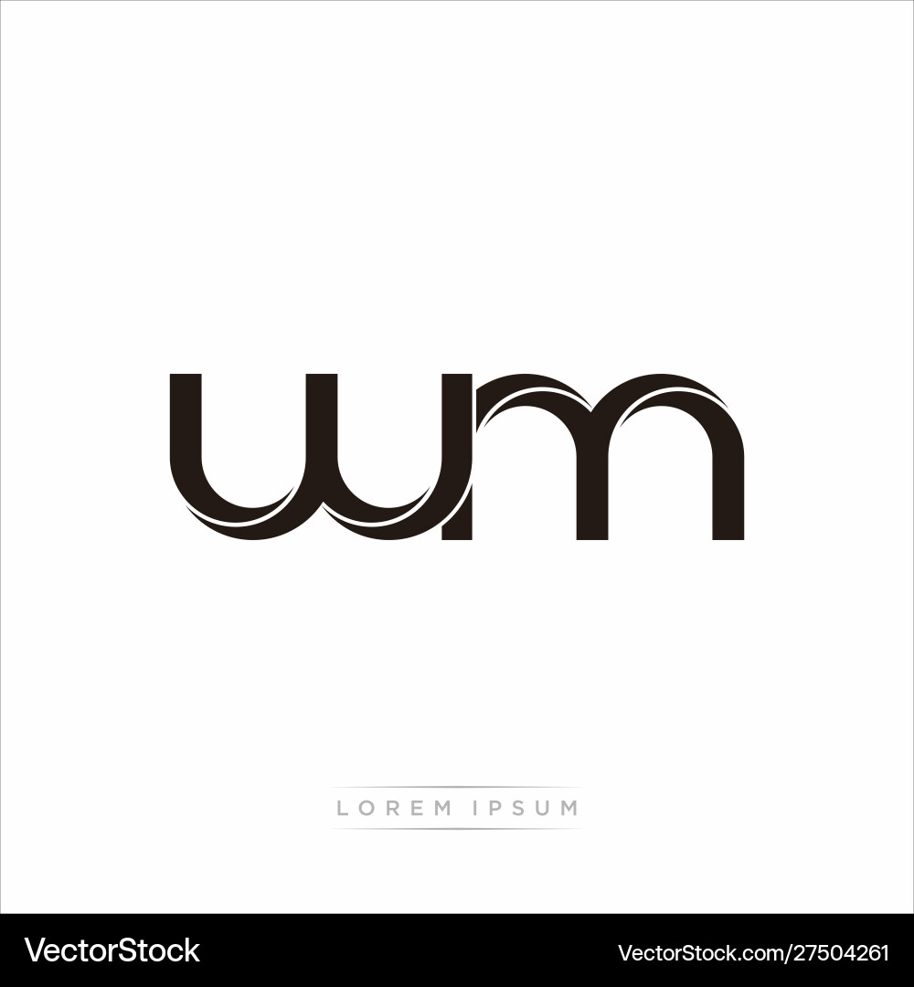 Wm initial letter split lowercase modern monogram Vector Image