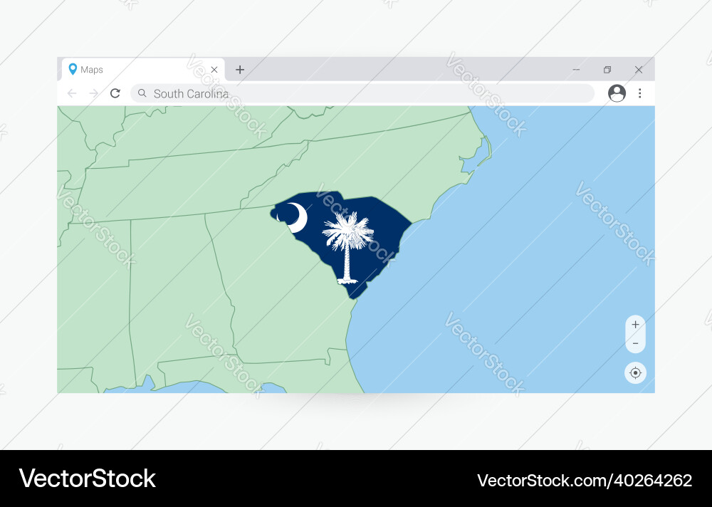 Browser window with map of south carolina vector image