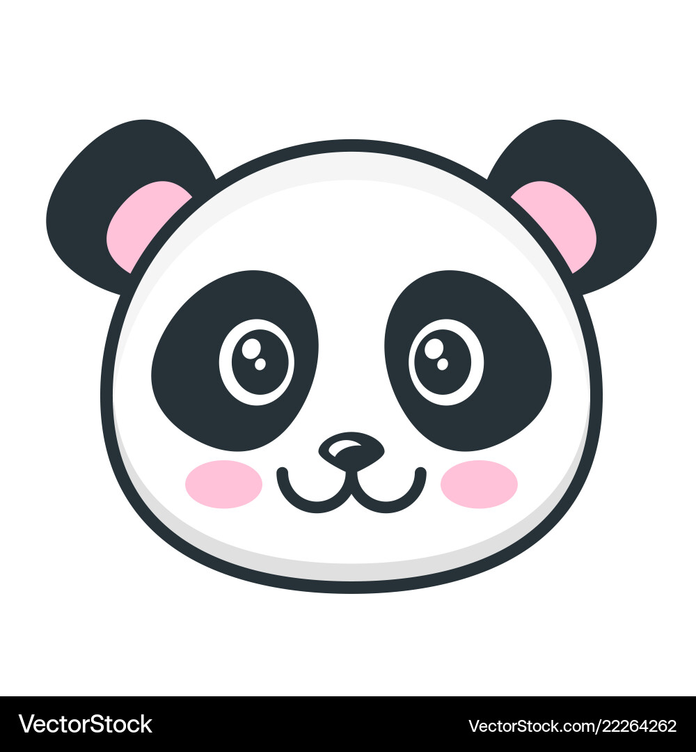 Cute panda face isolated on white background Vector Image