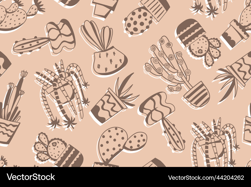 Different cacti seamless pattern Vector Image