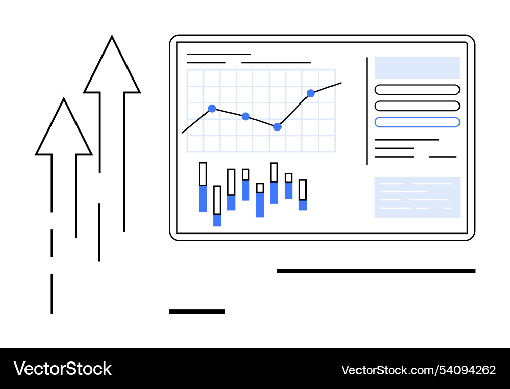 Digital dashboard showing data analytics with bar Digital dashboard showing data analytics with bar vector image