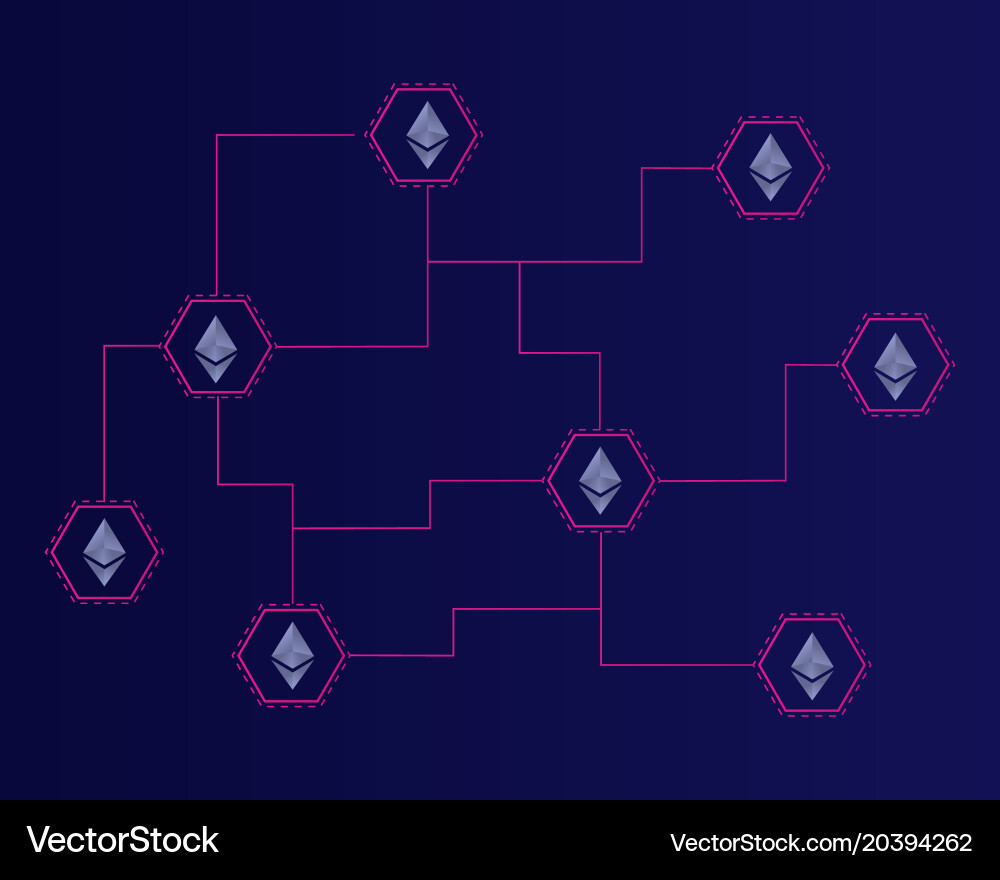 Ethereum classic blockchain on dark background vector image