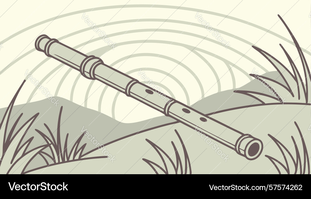 Flute on abstract circular wave pattern design vector image