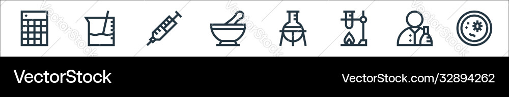 Laboratory line icons linear set quality Laboratory line icons linear set quality vector image
