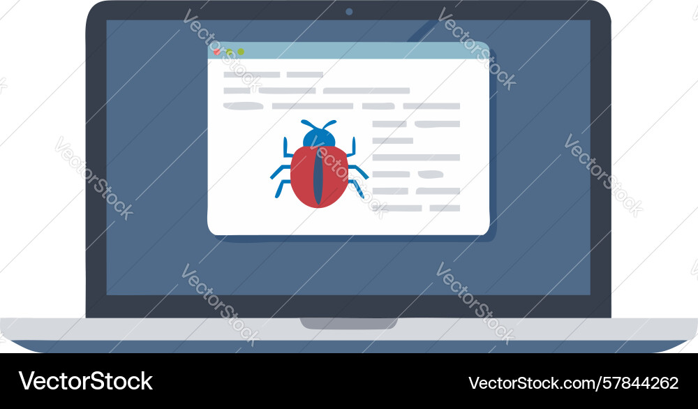 Laptop with bug software error cybersecurity Vector Image