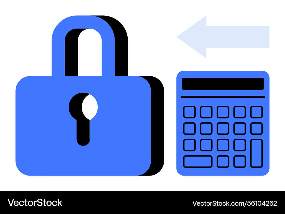 Lock and calculator with left pointing arrow Lock and calculator with left pointing arrow vector image