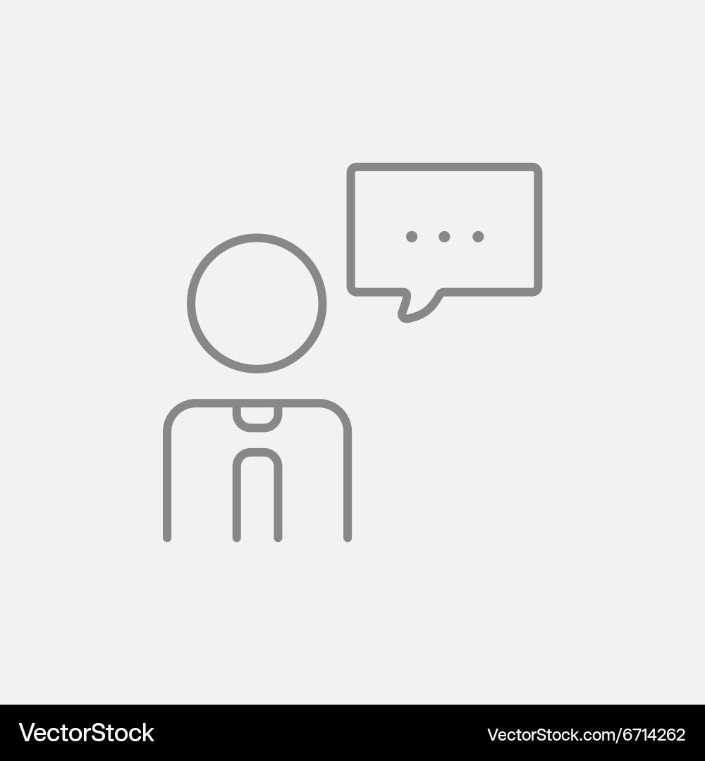 Man with speech square line icon Vector Image