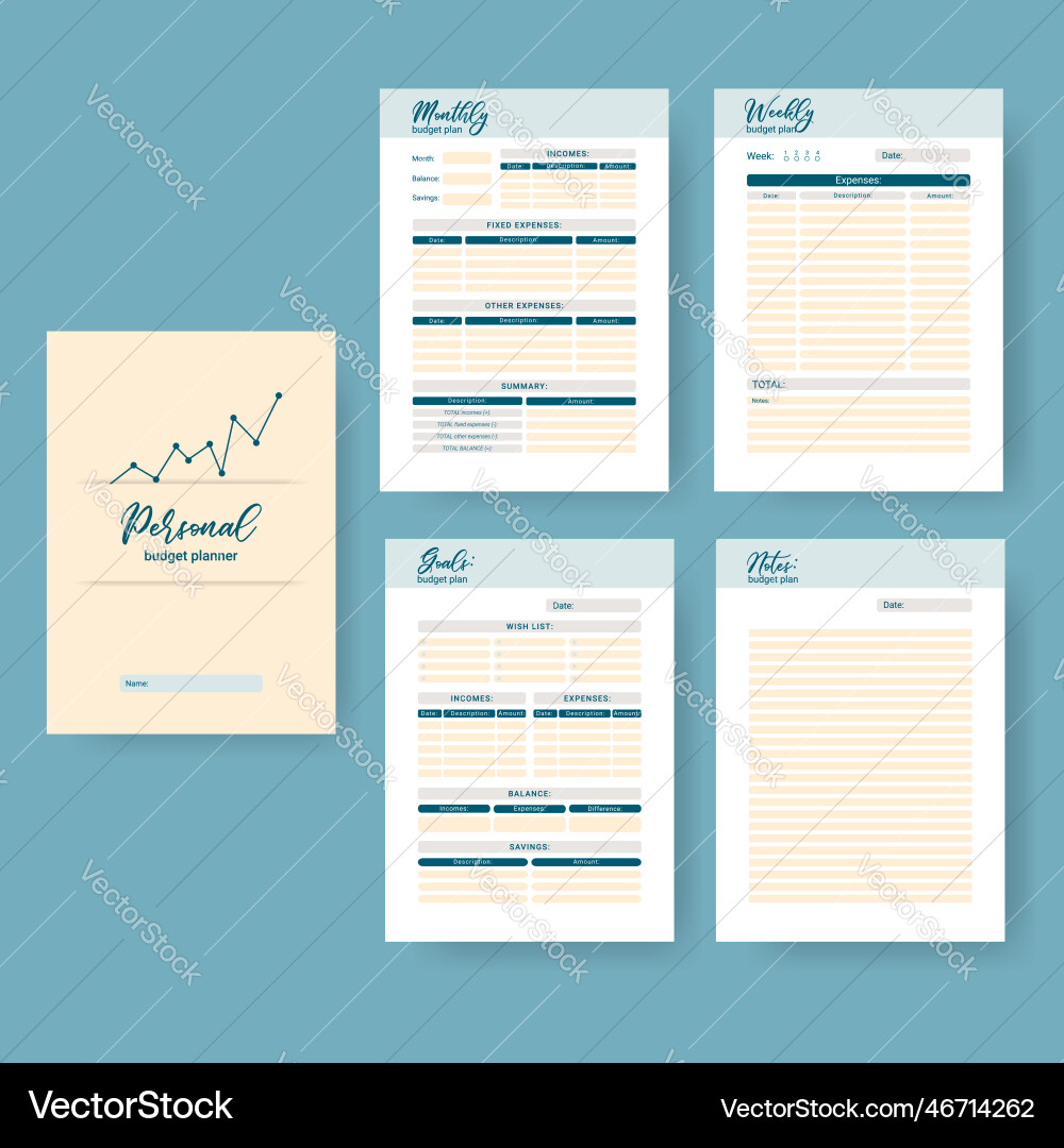 Printable personal monthly budget planner Printable personal monthly budget planner vector image