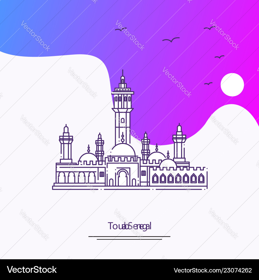 Reisen touba sinegal poster Template lila Reisen touba sinegal poster Template lila vektorbild